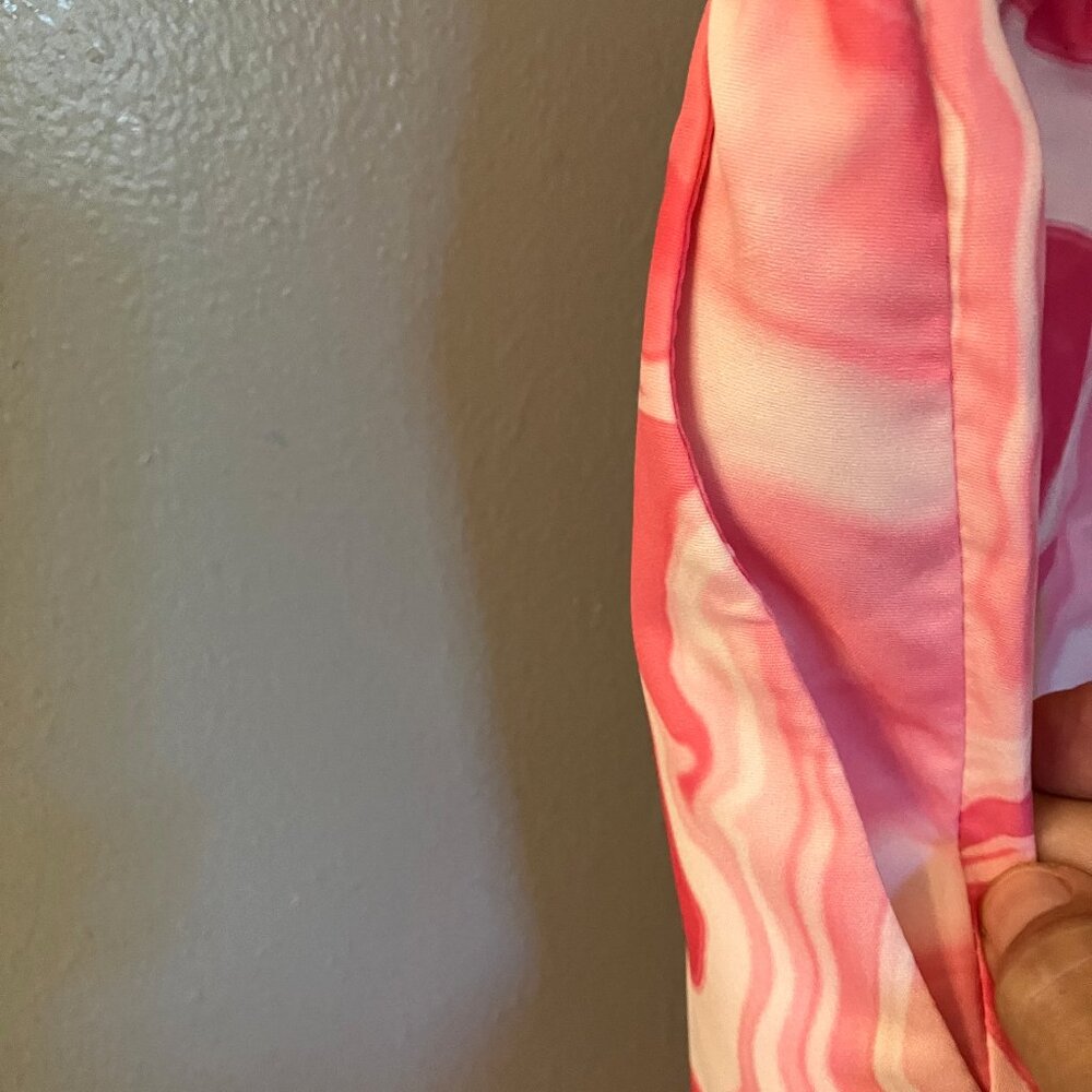 NWT Romwe Shein Pink/White Tie Dyed Womens Shorts L - Picture 4 of 5